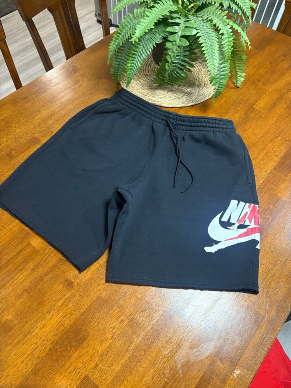Jordan Black Athletic Shorts with White and Red Logo